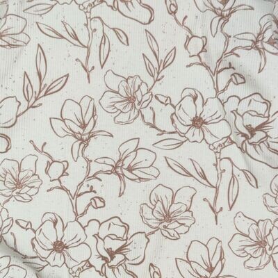 Halstuch mit Druckknöpfen - Rib Jersey - Sketches Flowers Creme Halstuch mit Druckknöpfen - Rib Jersey - Sketches Flowers Creme
