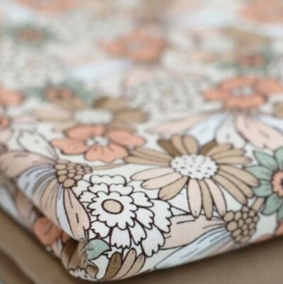 Jersey Pullover mit Volant - Retro Flowers Pastell Jersey Pullover mit Volant - Retro Flowers Pastell