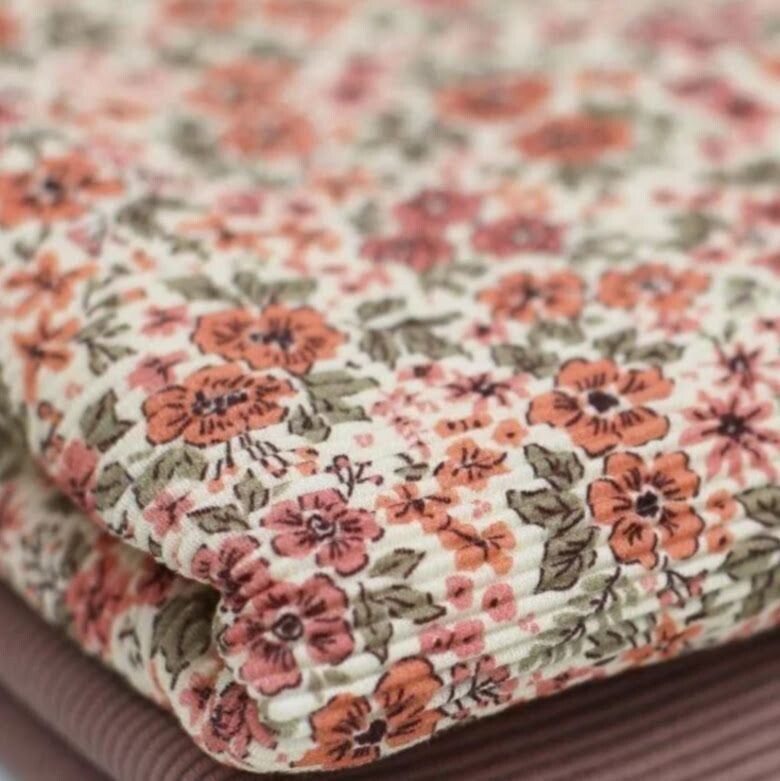 Halstuch mit Druckknöpfen - Ottoman Rib Jersey - Buschblüten