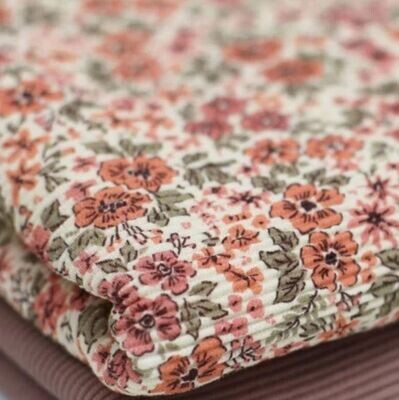 Halstuch mit Druckknöpfen - Ottoman Rib Jersey - Buschblüten Halstuch mit Druckknöpfen - Ottoman Rib Jersey - Buschblüten
