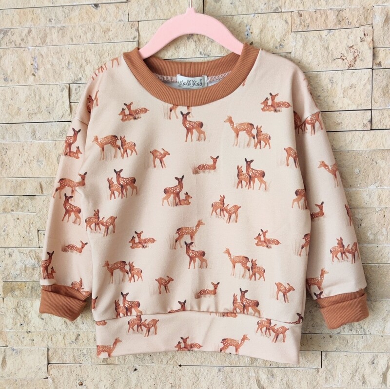 (Sofortkauf) Pullover - French Terry Kleine Rehe - Gr. 86/92