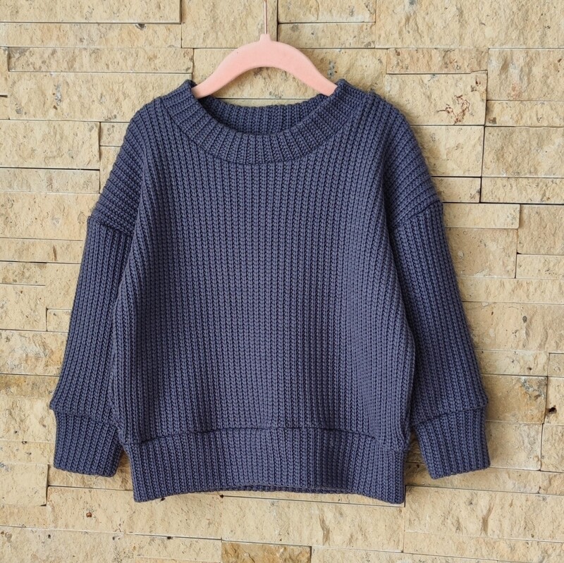 Oversized Grobstrick Pullover - Blaubeeren Blau