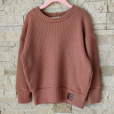 Oversized Grobstrick Pullover - Lehmbraun