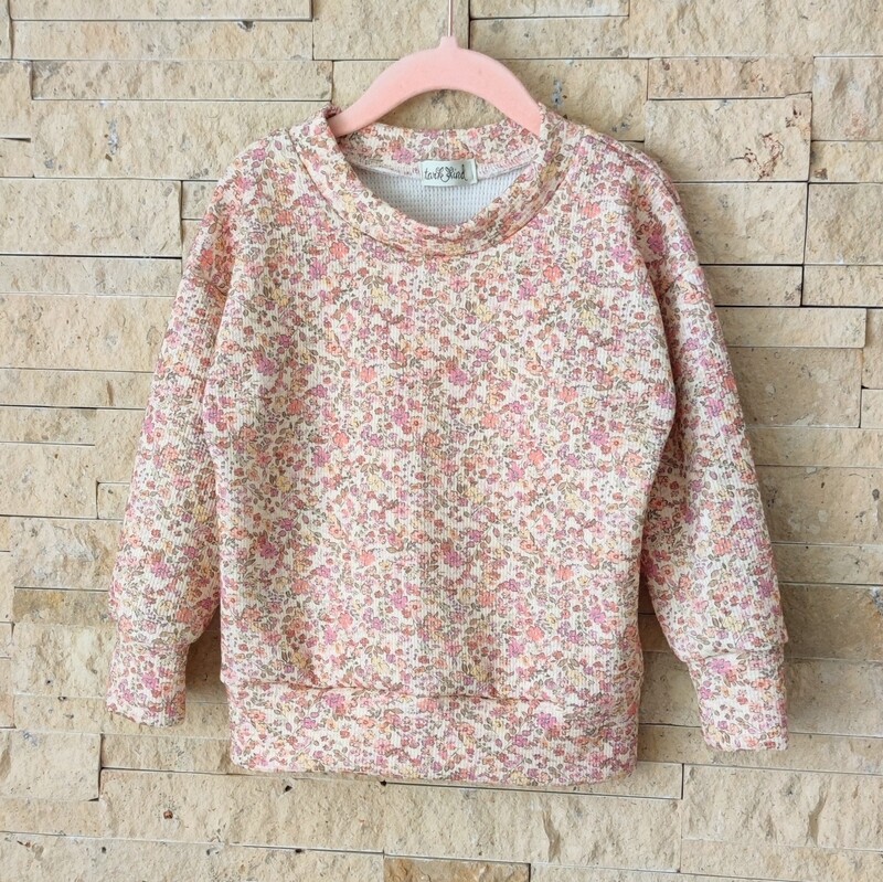 Pullover - Waffelstrick Buschblüten Flieder 