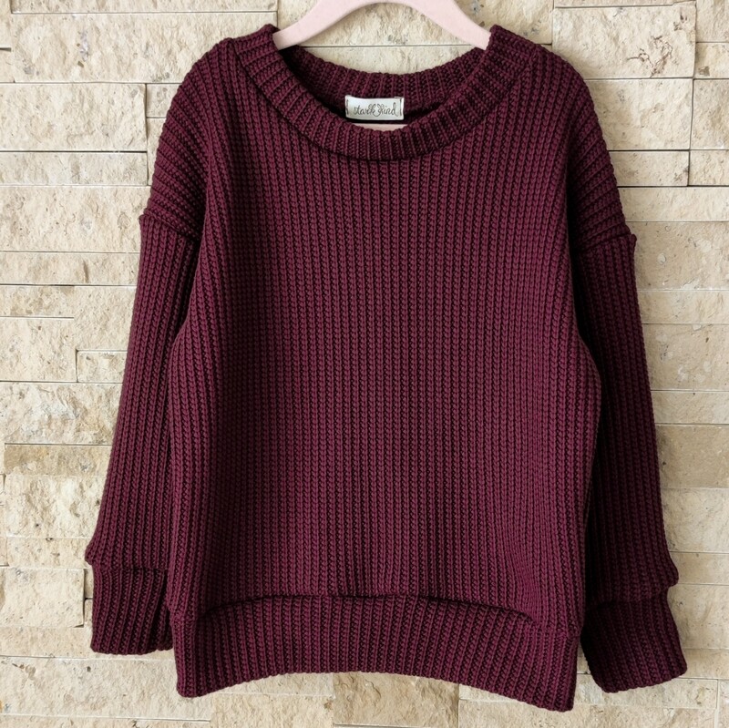 Oversized Grobstrick Pullover - Berry