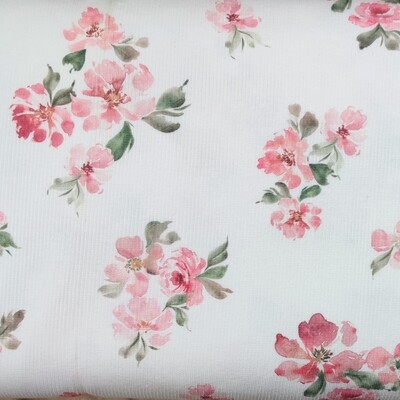 Rib Mütze - Pink Flowers 