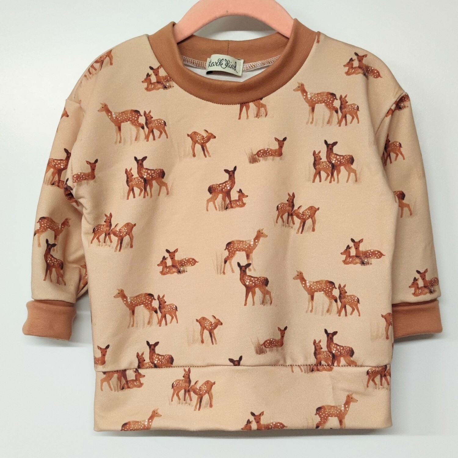 (Sofortkauf) Pullover - French Terry Kleine Rehe - Gr. 74/80