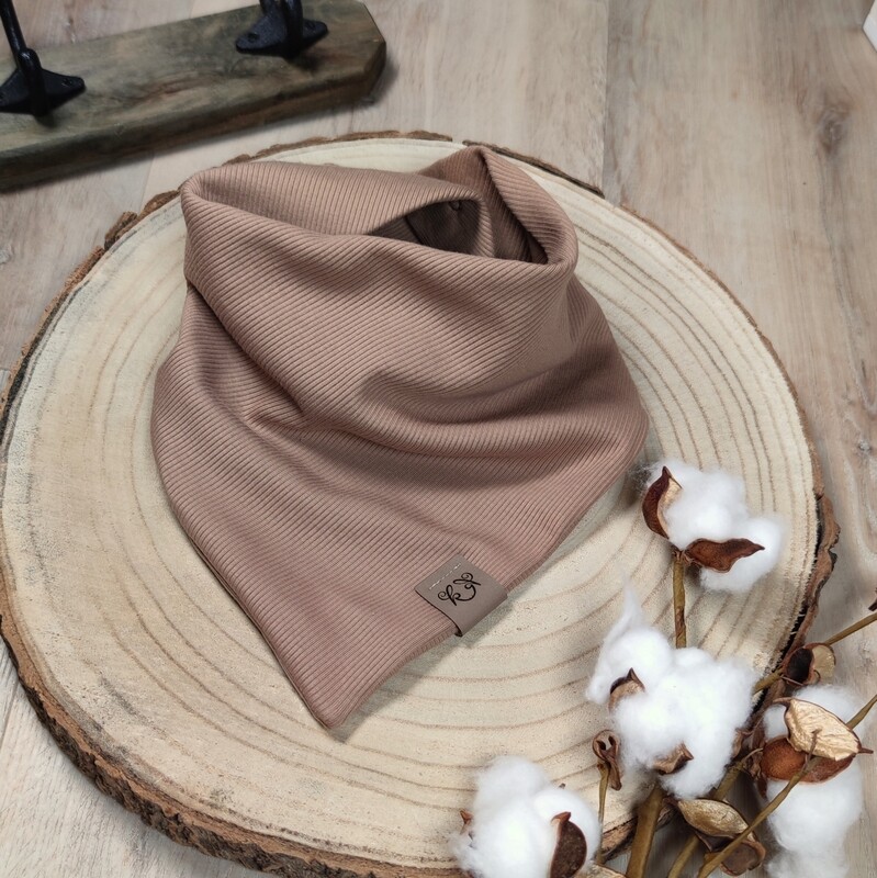 Halstuch mit Druckknöpfen - Rib Jersey - Kakao