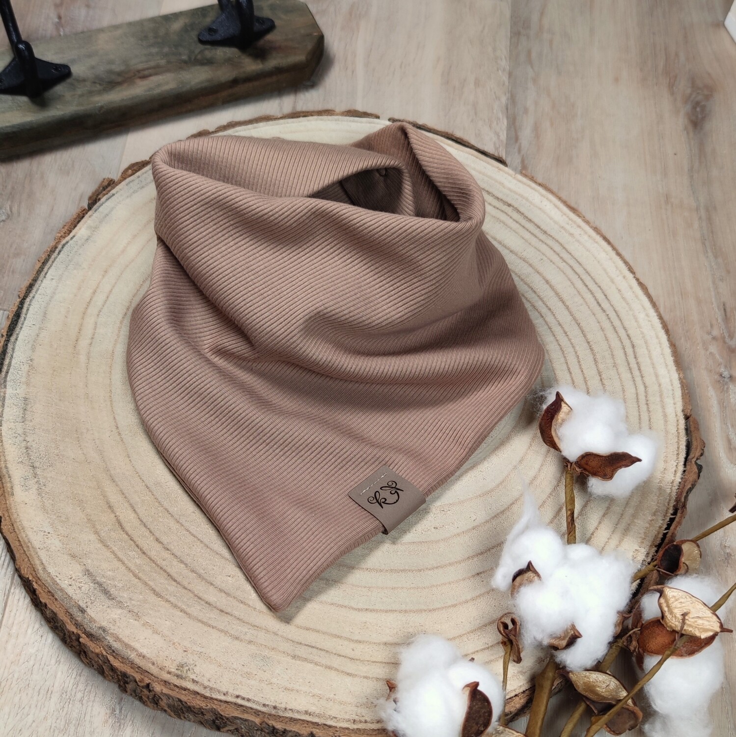 Halstuch mit Druckknöpfen - Rib Jersey - Kakao