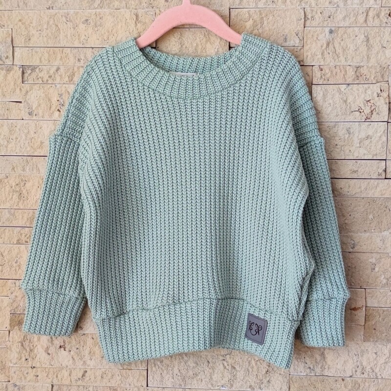 Oversized Grobstrick Pullover - Mintgrün