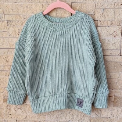 Oversized Grobstrick Pullover - Mintgrün