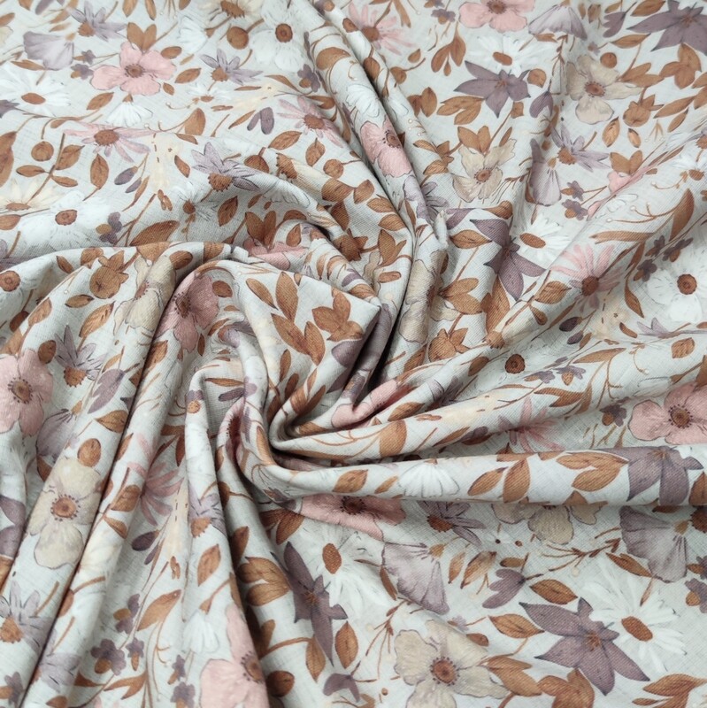 Oversized Langarm Romper - Vintage Flowers Mauve