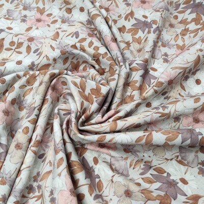 Bluse - Jersey Vintage Flowers Mauve Bluse - Jersey Vintage Flowers Mauve