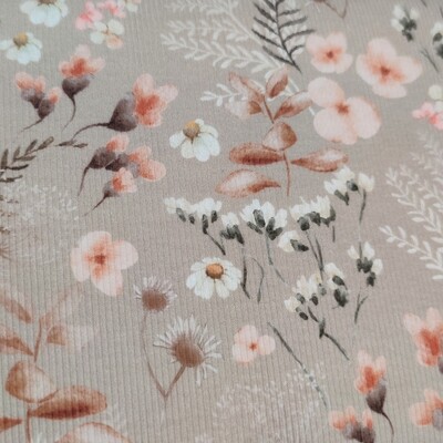 Oversized Langarm Romper - Rib Blumenwiese Taupe Oversized Langarm Romper - Rib Blumenwiese Taupe