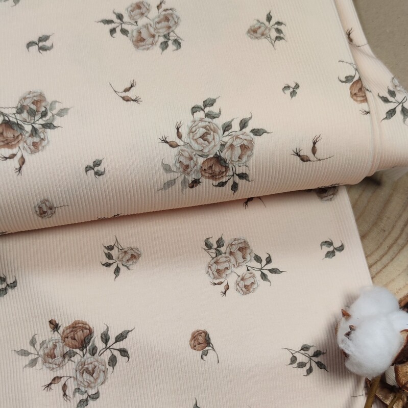 Rock - Rib Jersey Boho Roses Beige 