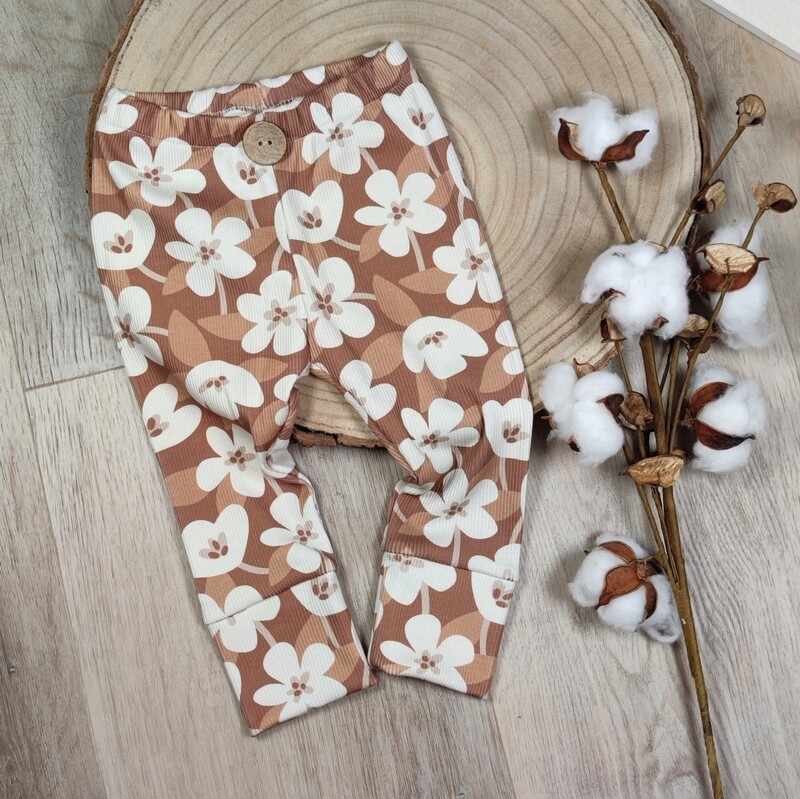 (Sofortkauf) Rib Leggings - Retro Flowers Brown - Gr. 62/68