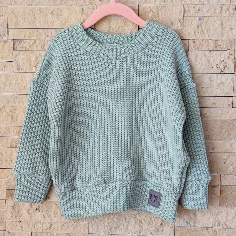 Oversized Grobstrick Pullover - Mom Pulli - Mintgrün 