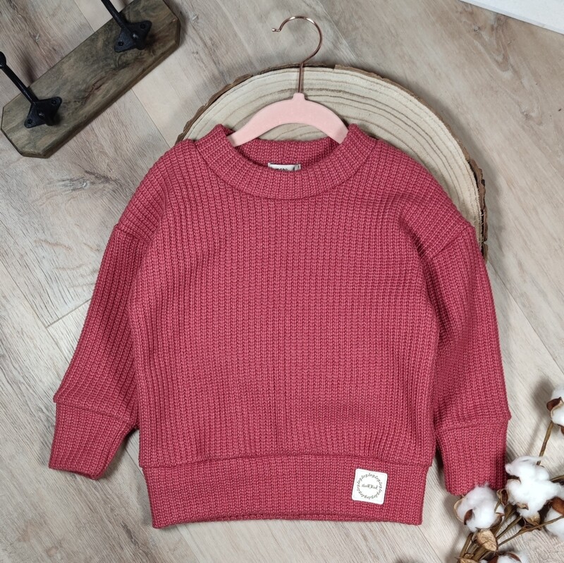 Oversized Grobstrick Pullover - Mom Pulli - Himbeere