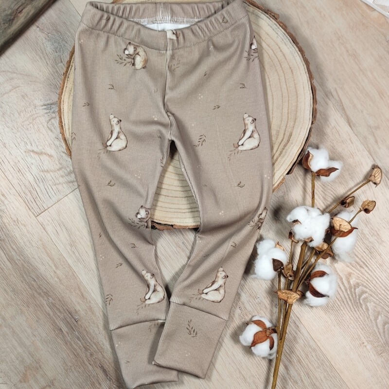 Leggings - Rib Jersey kleiner Braunbär Taupe