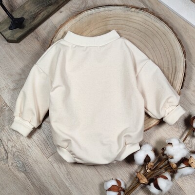 Oversized Langarm Romper - French Terry Beige Natur 