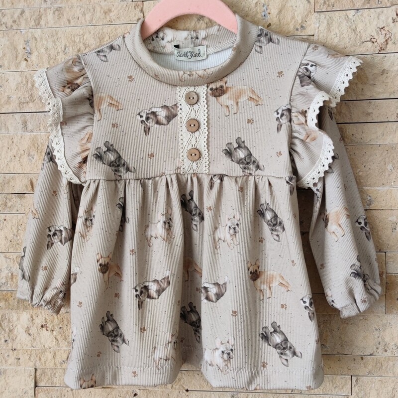 Tunika langärmelig - Rib French Bulldog Light Taupe 