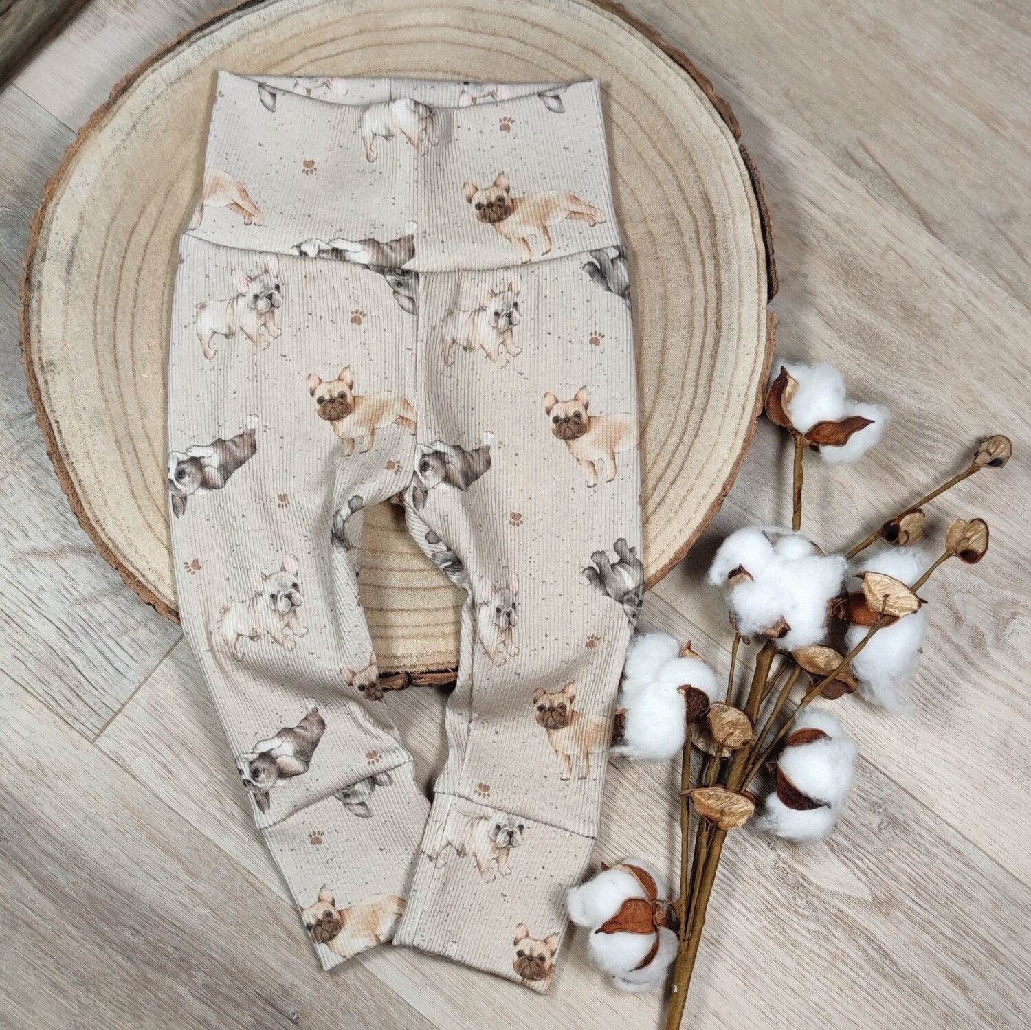 Leggings - Rib Jersey French Bulldog Light Taupe
