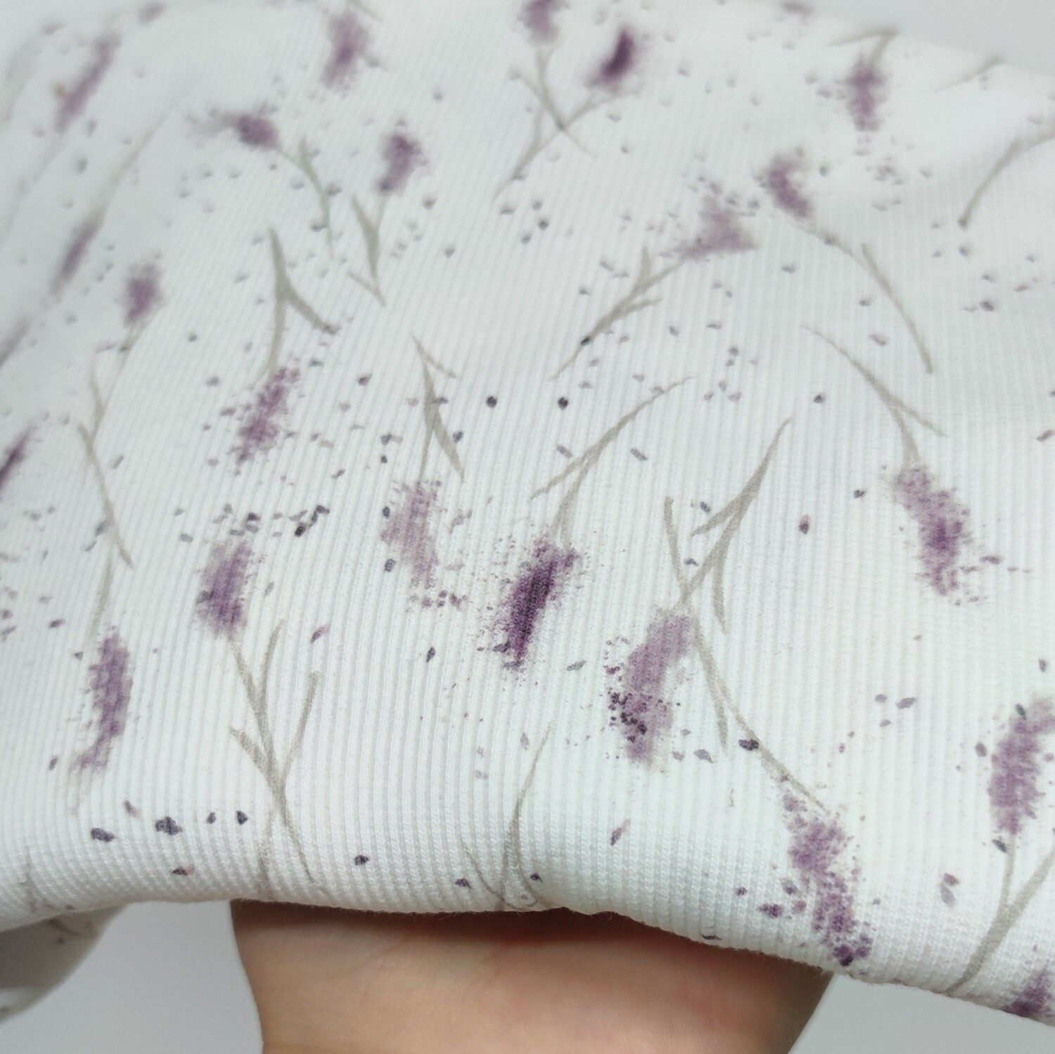 Rib Jersey Pullover mit Volant - Lavendel