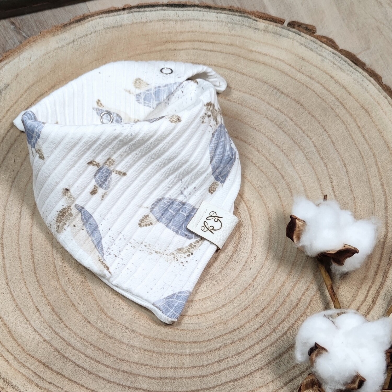 Halstuch mit Druckknöpfen - Breit-Rib Jersey - Schildkröte Blau 