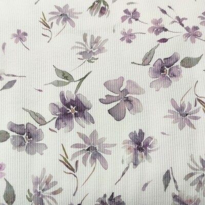Oversized Rollkragen Pullover - Rib Aquarell Flowers Mauve Oversized Rollkragen Pullover - Rib Aquarell Flowers Mauve