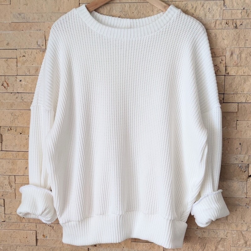 Oversized Grobstrick Pullover - Mom Pulli - Off-white 