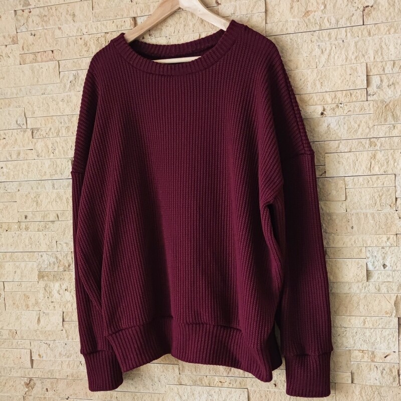 Oversized Grobstrick Pullover - Mom Pulli - Berry