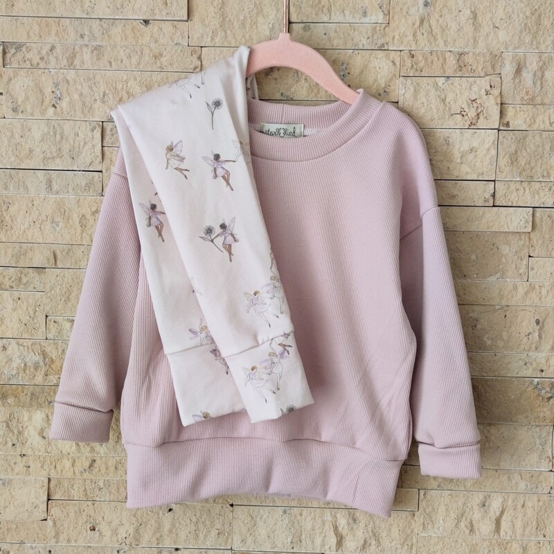 Set: Rib Jersey Pullover heller Flieder & Hose Elfentanz 
