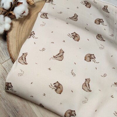 Latzhose - Rib kleiner Braunbär Creme Latzhose - Rib kleiner Braunbär Creme