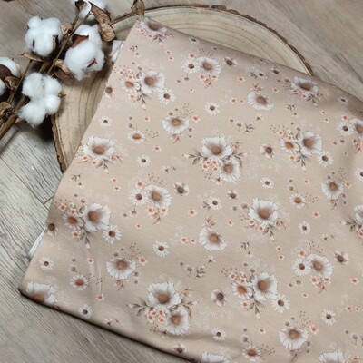 Rib Jersey Pullover mit Volant - White Flowers Rib Jersey Pullover mit Volant - White Flowers