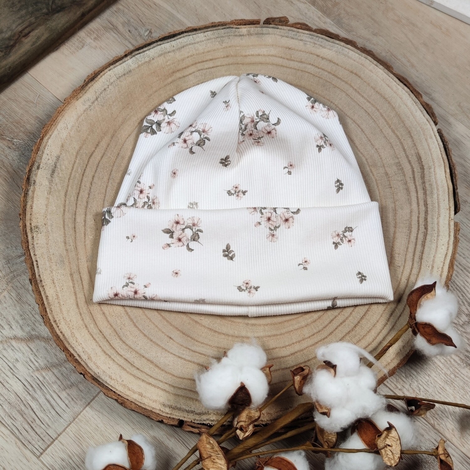 Rib Mütze - Boho Flowers Creme 