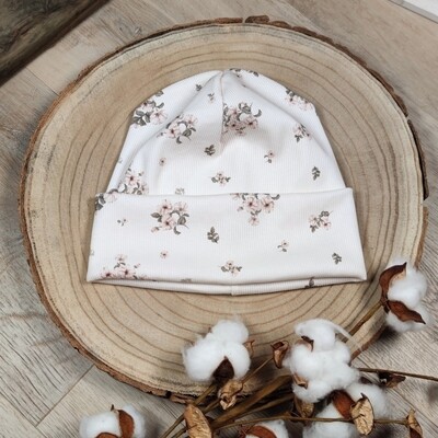 Rib Mütze - Boho Flowers Creme 