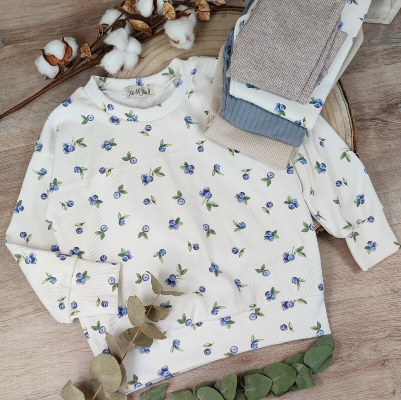 Set: (Rib) Pullover Blueberry & Hose nach Wahl