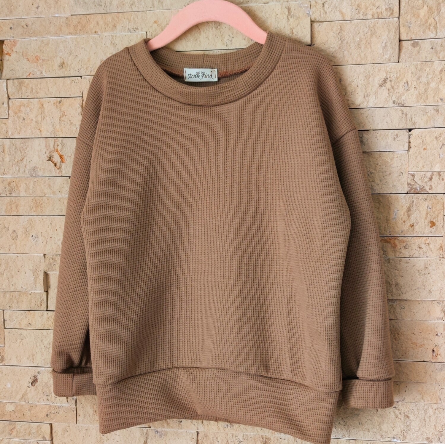 Waffelstrick Pullover - Kakao 