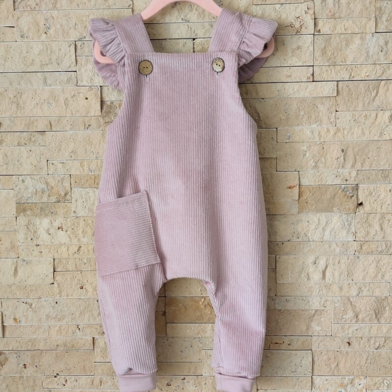 Salopette Latzhose Stretch Cord - Hell-Rosa