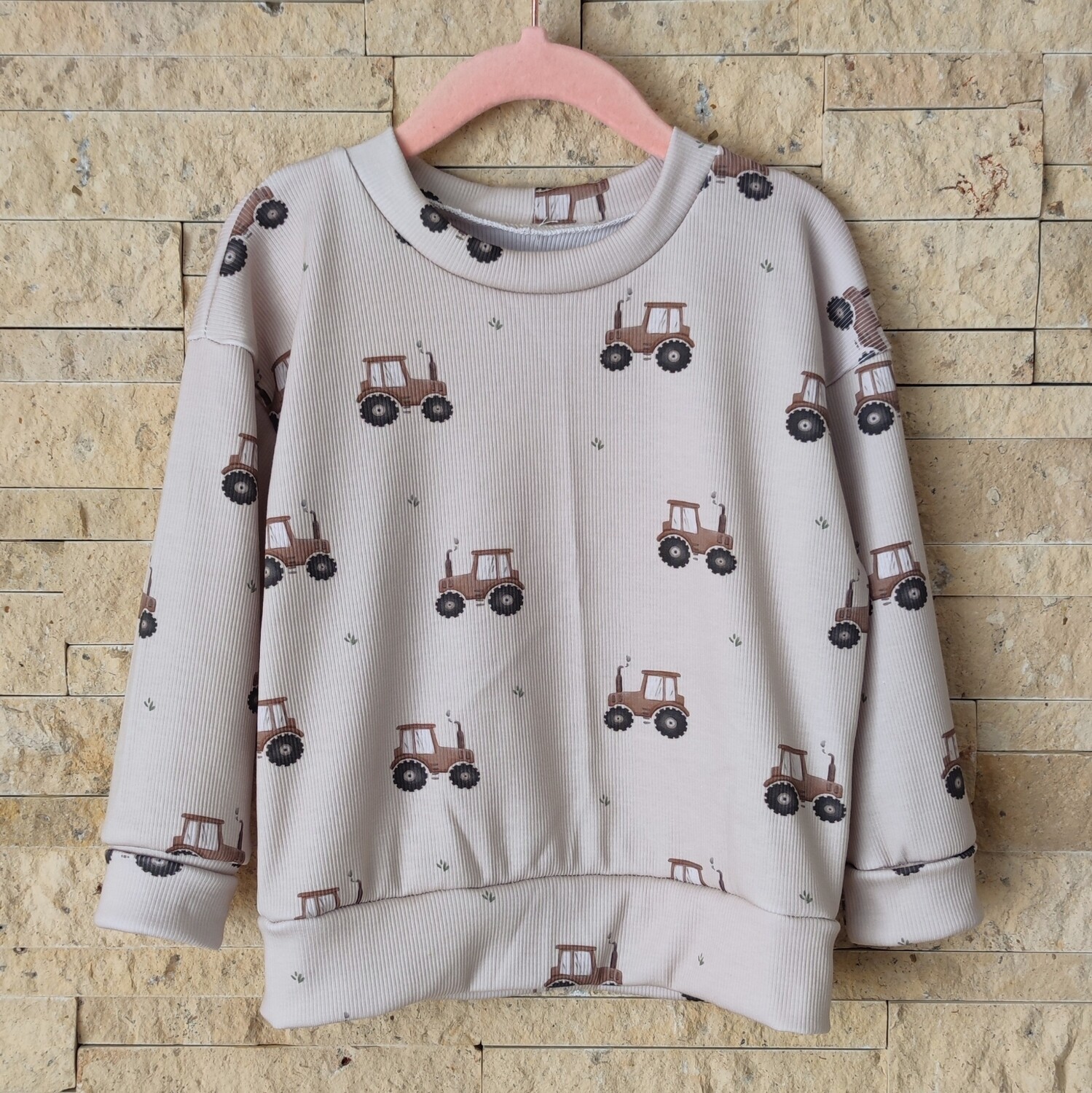(Sofortkauf) Pullover Rib Jersey - Kleiner Traktor - Gr. 86/92