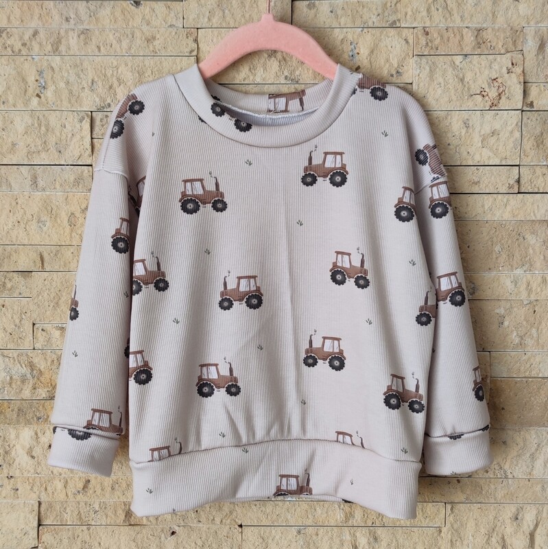 (Sofortkauf) Pullover Rib Jersey - Kleiner Traktor - Gr. 86/92