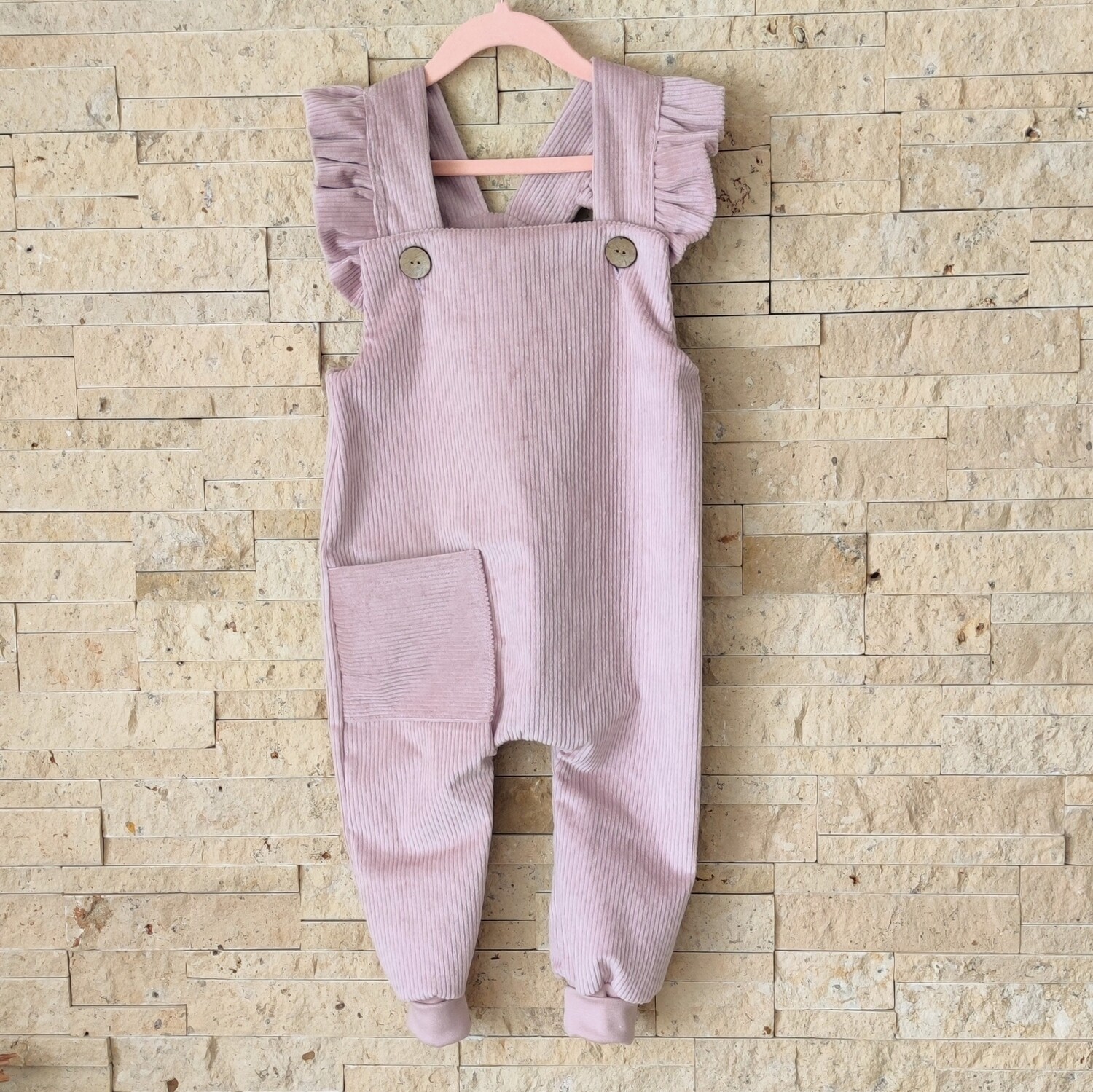 Latzhose - Stretch Cord Hell-Rosa