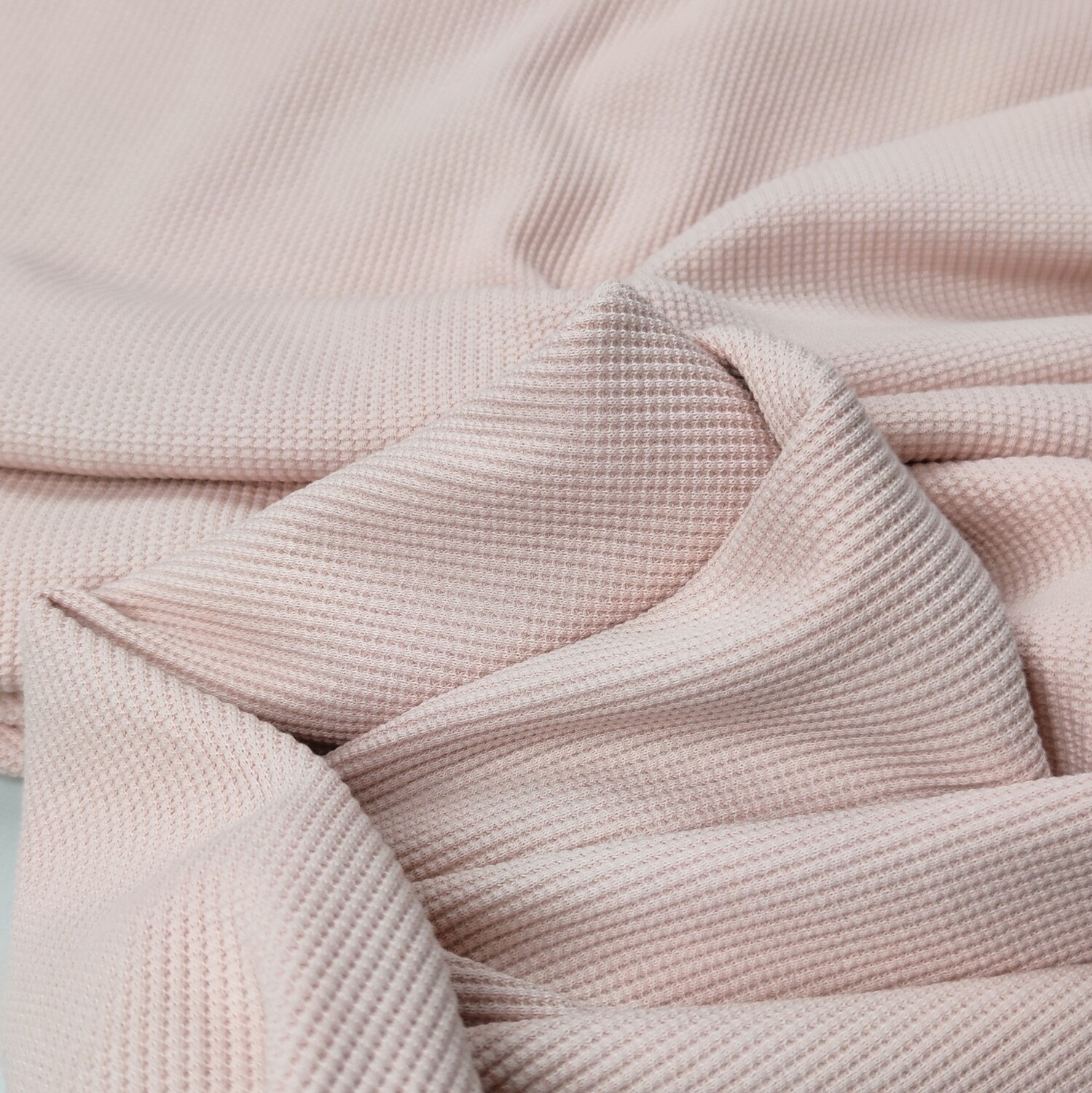 Waffeljersey Pullover mit Volant - Nude Rosa 