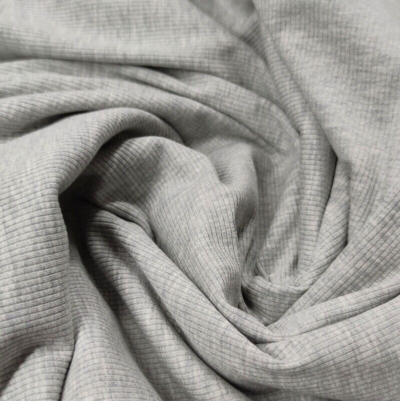 (Stoff) Rib Jersey - grau meliert