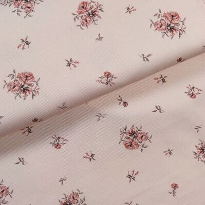 (Stoff) Rib Jersey - Rib Jersey Boho Roses Rosé (Stoff) Rib Jersey - Rib Jersey Boho Roses Rosé