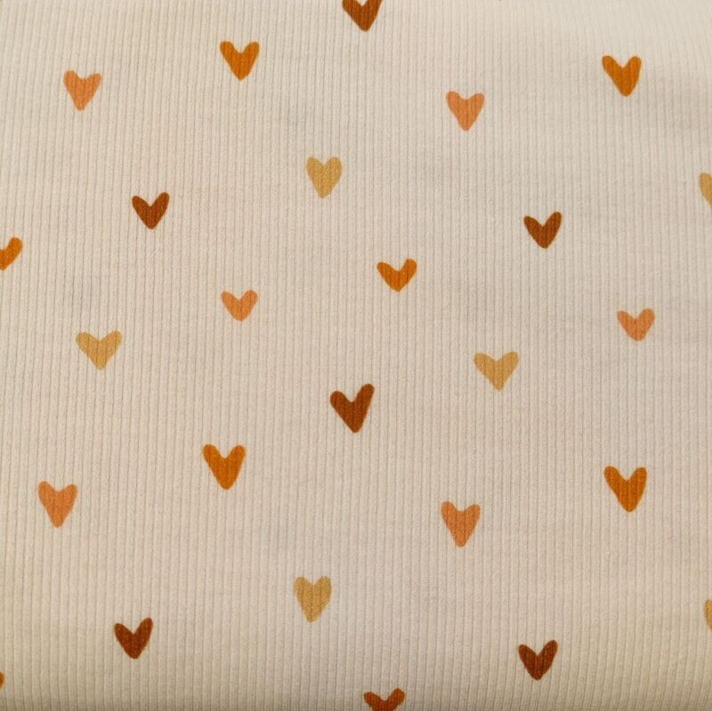 (Stoff) Rib Jersey - Vanilla Hearts