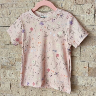 T-Shirt Rib Jersey - Wild Flowers Peach T-Shirt Rib Jersey - Wild Flowers Peach