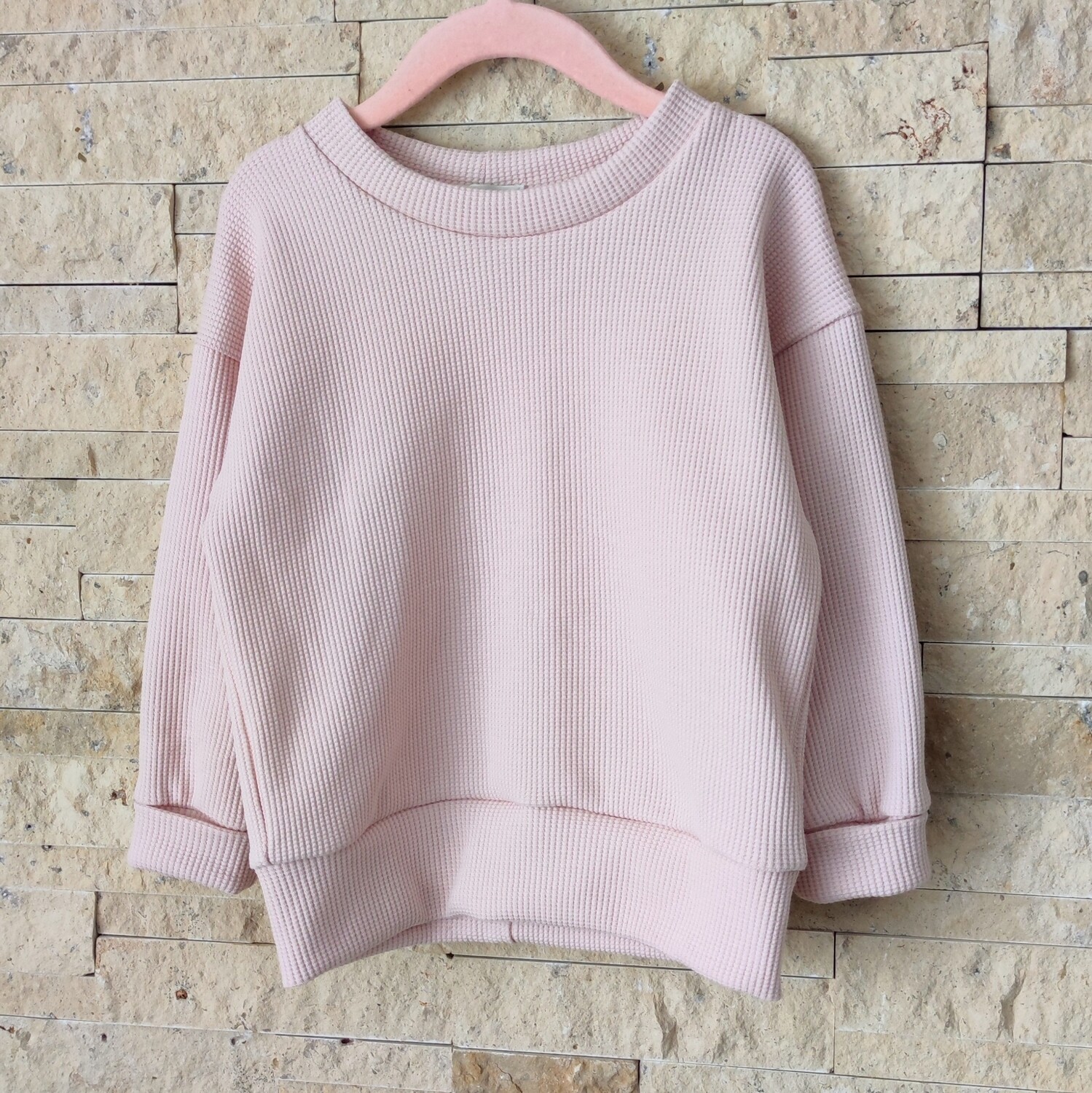 Waffeljersey Pullover - Nude Rosa 