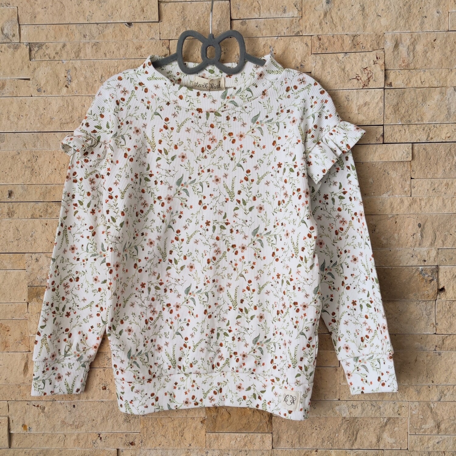 Rib Jersey Pullover mit Volant - Little Flower
