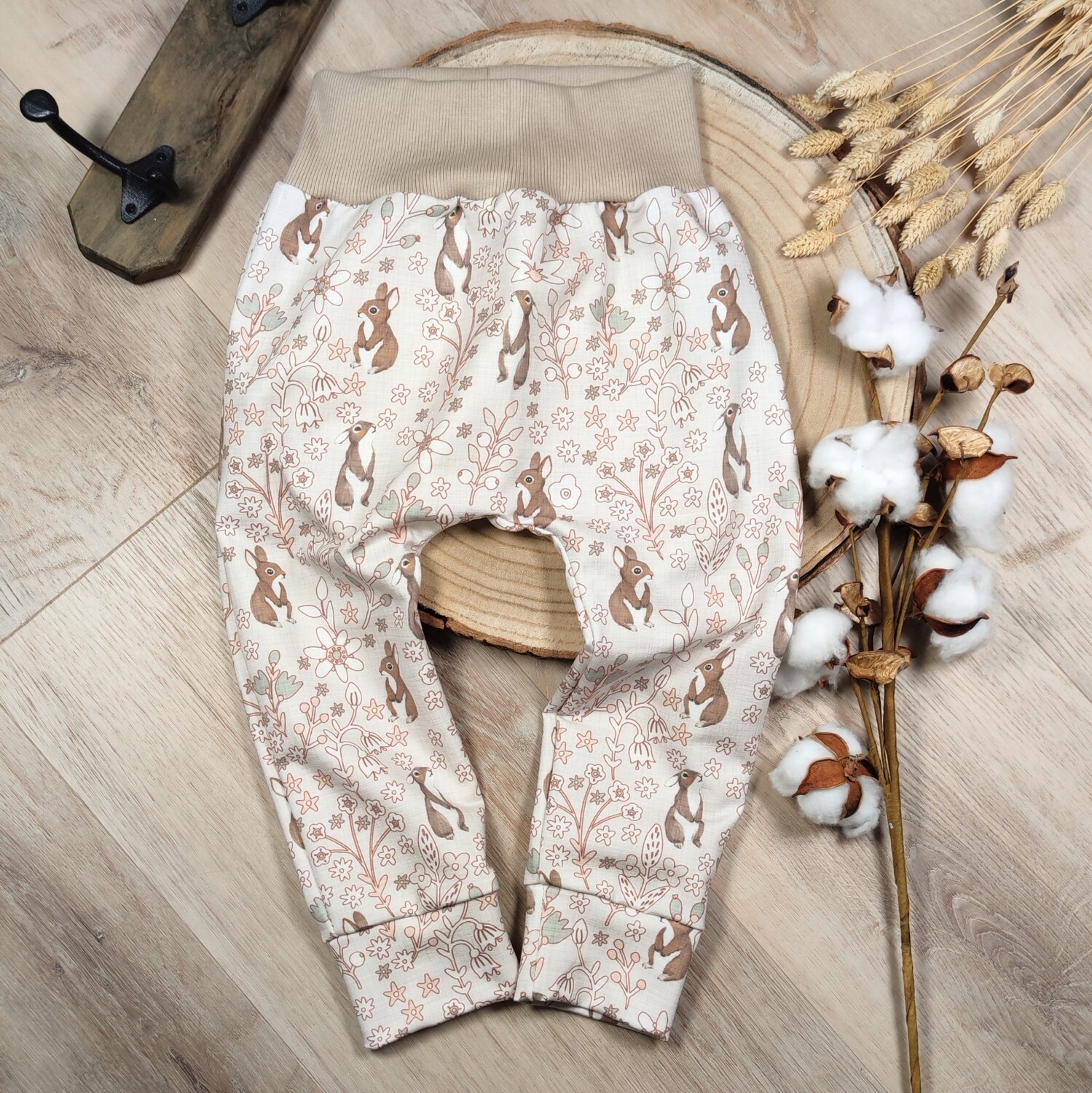 (Sofortkauf) Leggings - French Terry Kleines Häschen - Gr. 86/92